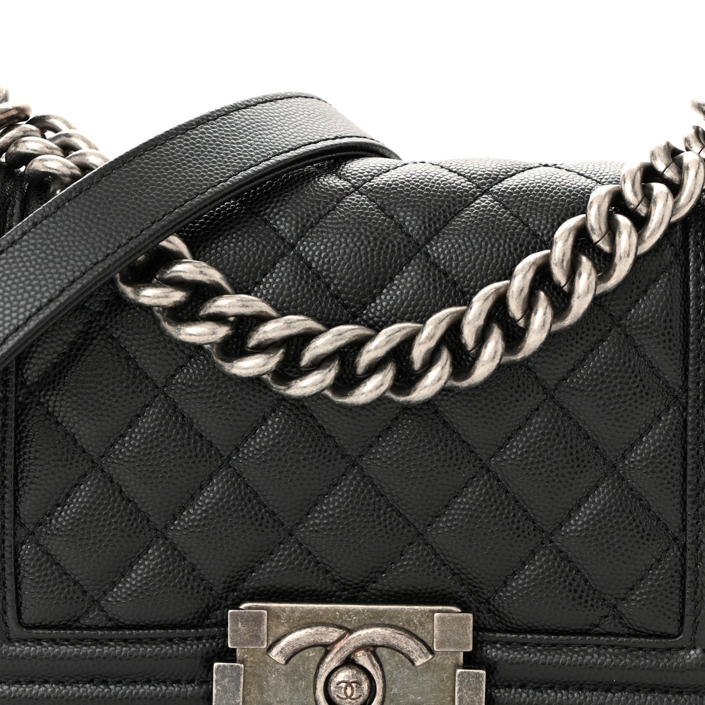 Caviar Quilted Small Boy Flap Black