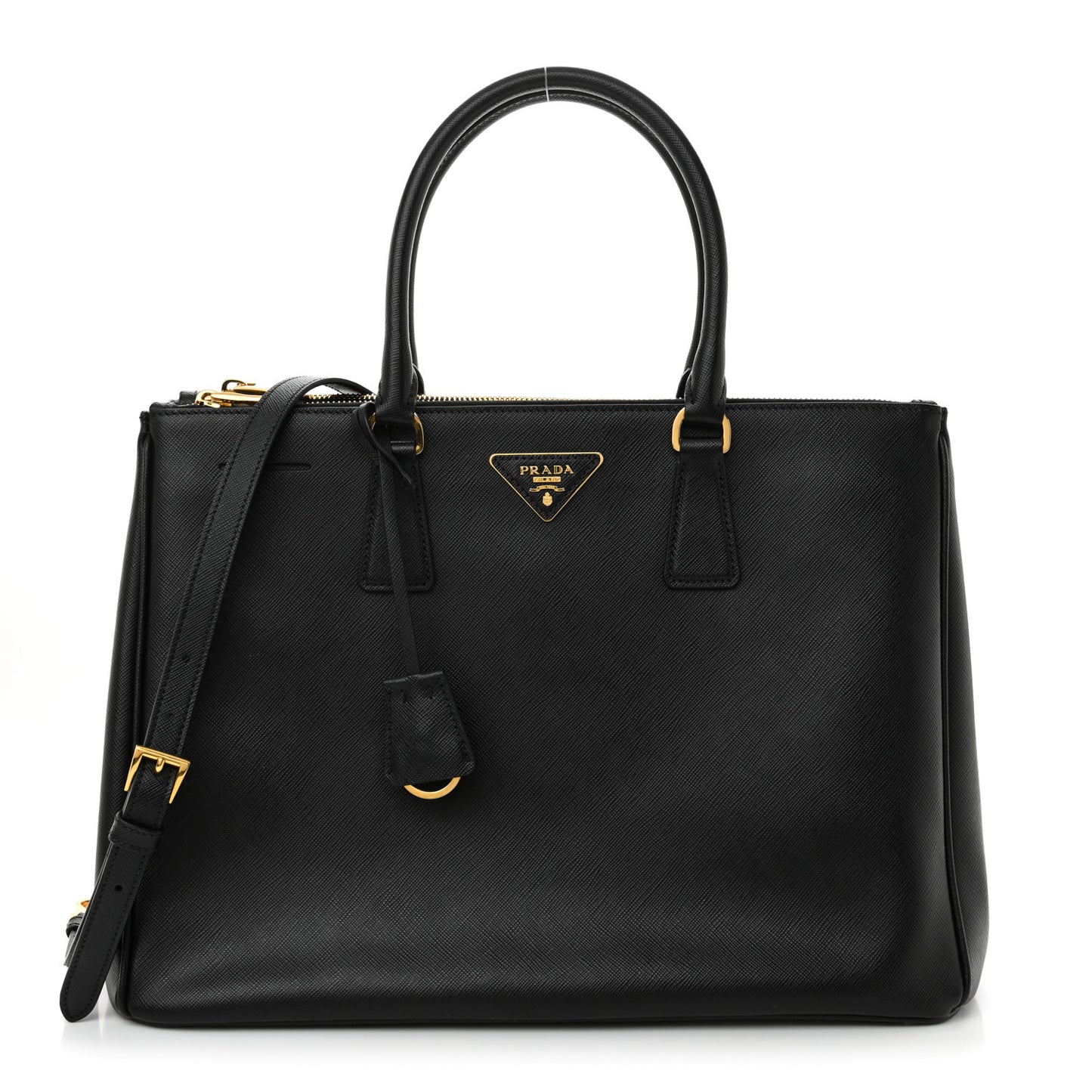 Saffiano Lux Large Galleria Double Zip Tote Black