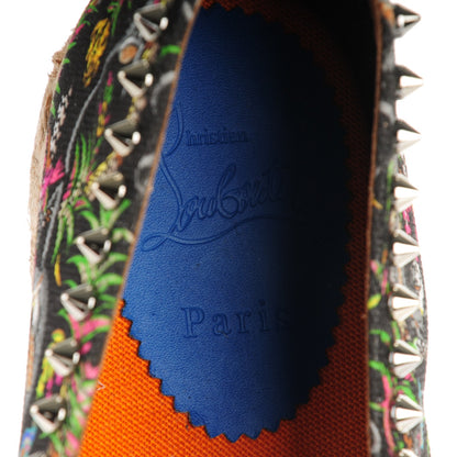 Christian Louboutin Canvas Loubi Jungle Print Ares Spikes Flat Espadrilles 40 Black 7 of 7