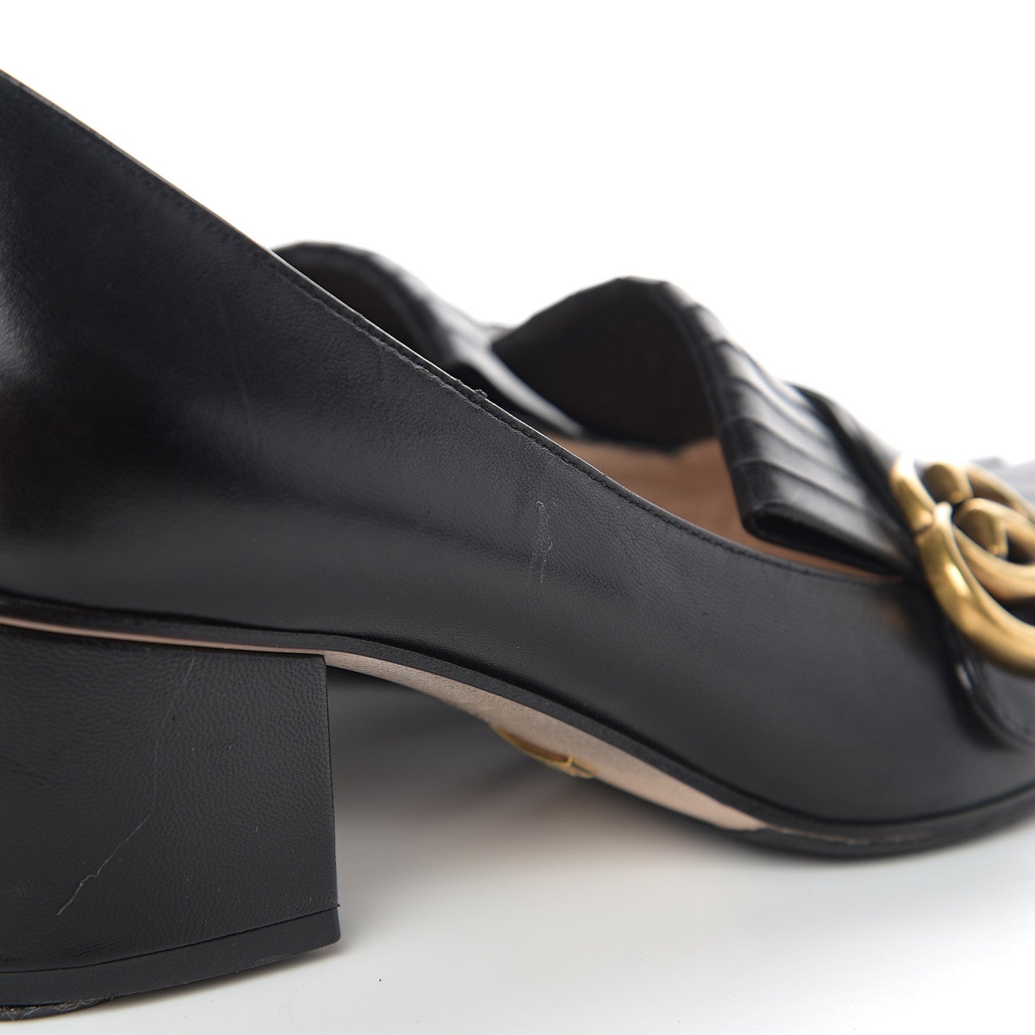 Gucci Malaga Kid GG Marmont Fringe 50mm Loafer Pumps 37.5 Black 5 of 12