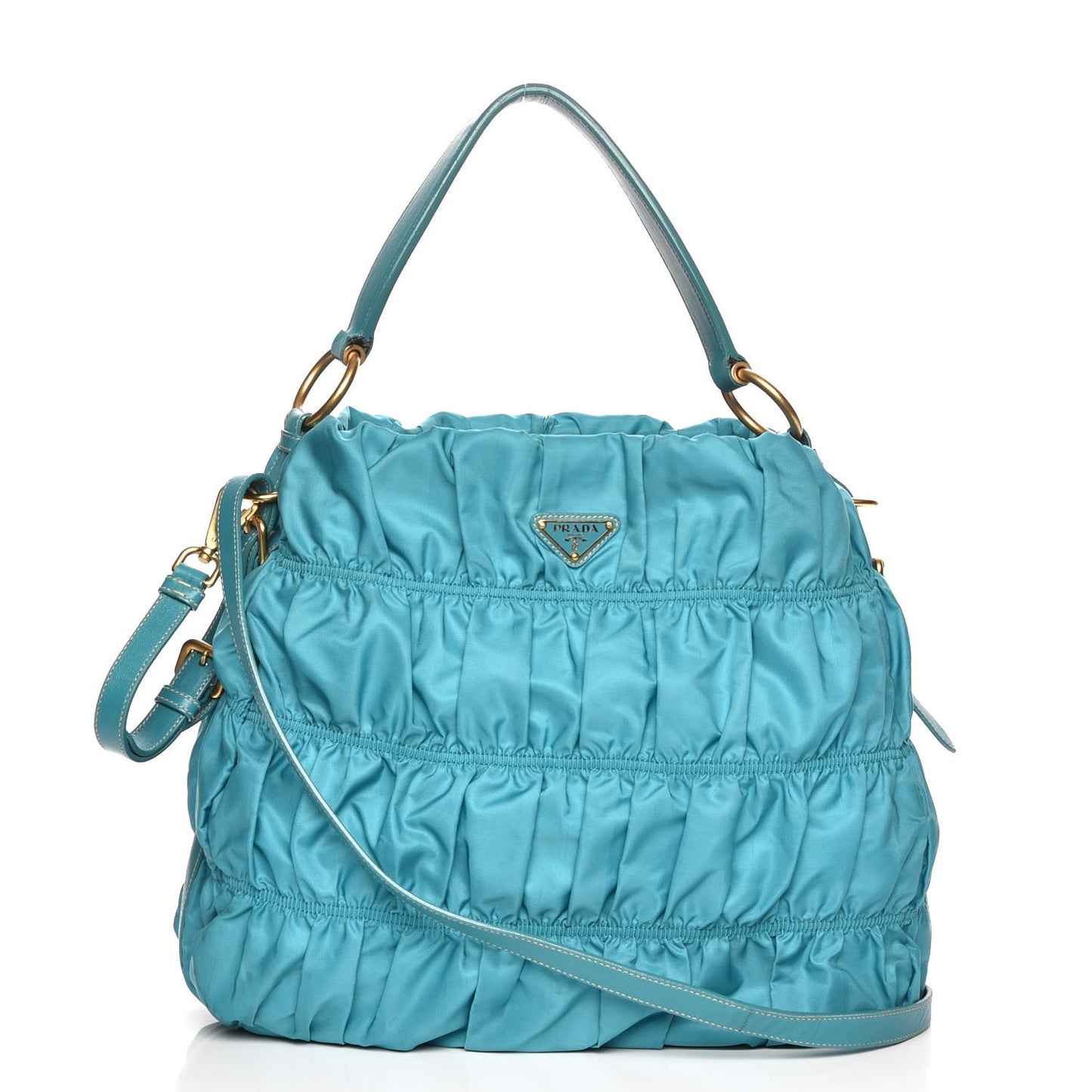 Tessuto Nylon Gaufre Tote Turchese
