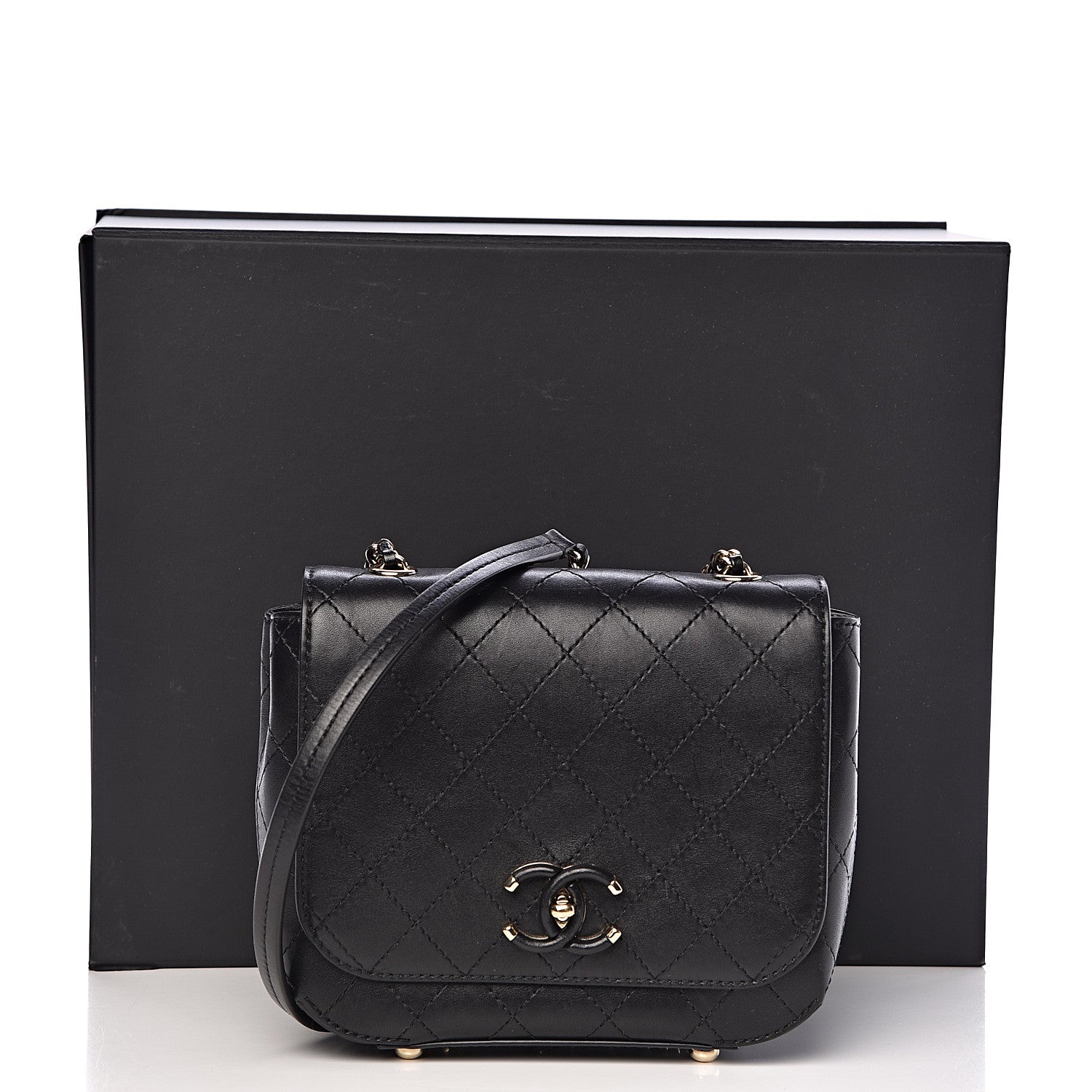 Chanel Calfskin Stitched Small Covered CC Flap Bag Black 11 of 11