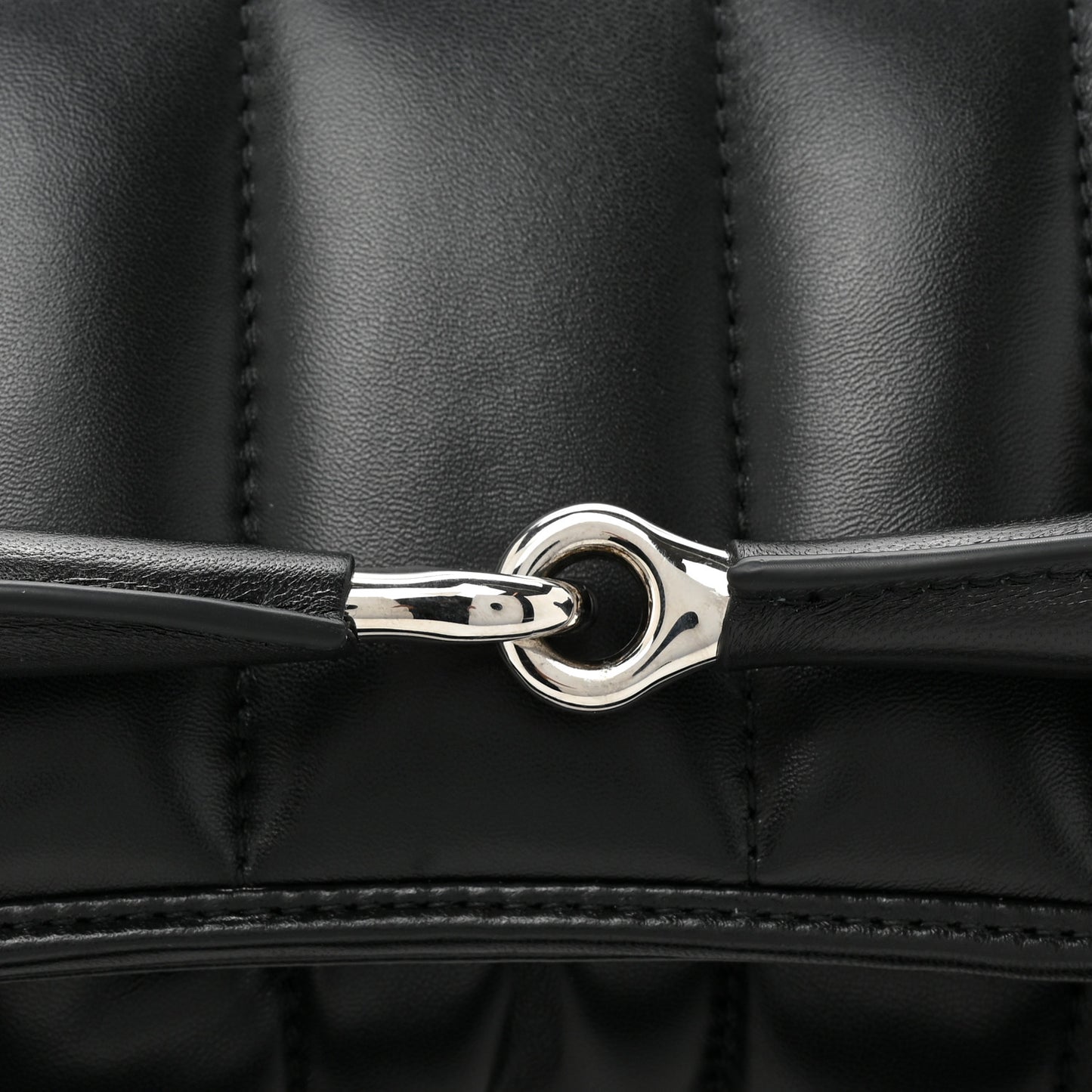 Nappa Vertical Matelasse Medium Maxi Horsebit Chain Shoulder Bag Black