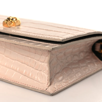 Alexander McQueen Calfskin Crocodile Embossed Skull Mini Crossbody Bag Pink 7 of 7