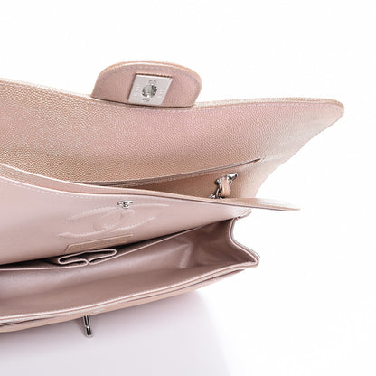 Chanel Metallic Caviar Chevron Quilted Medium Double Flap Light Gold 5 of 8