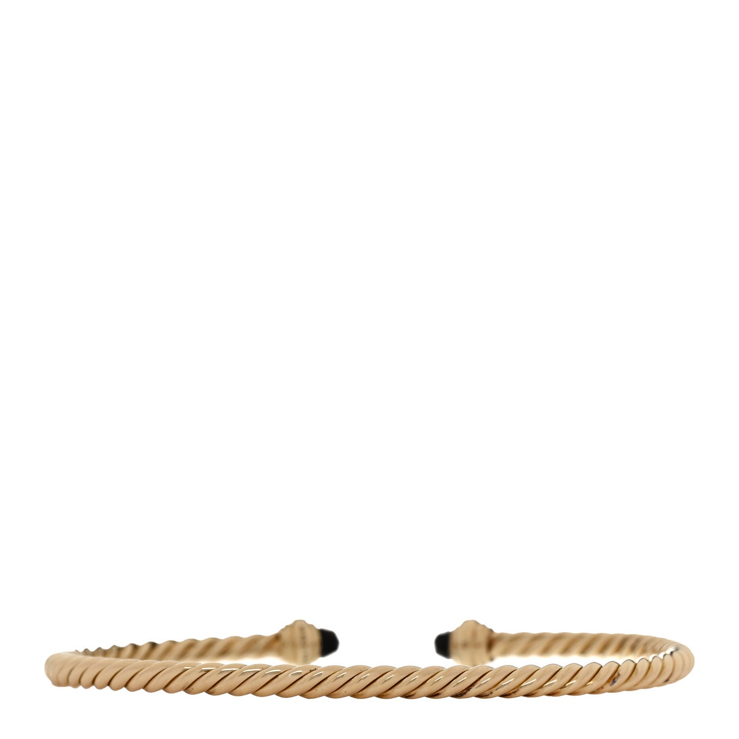18K Yellow Gold Diamond Black Onyx 3mm Cablespira Bracelet