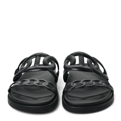 Hermes Nappa Extra Sandals 38 Black 2 of 7