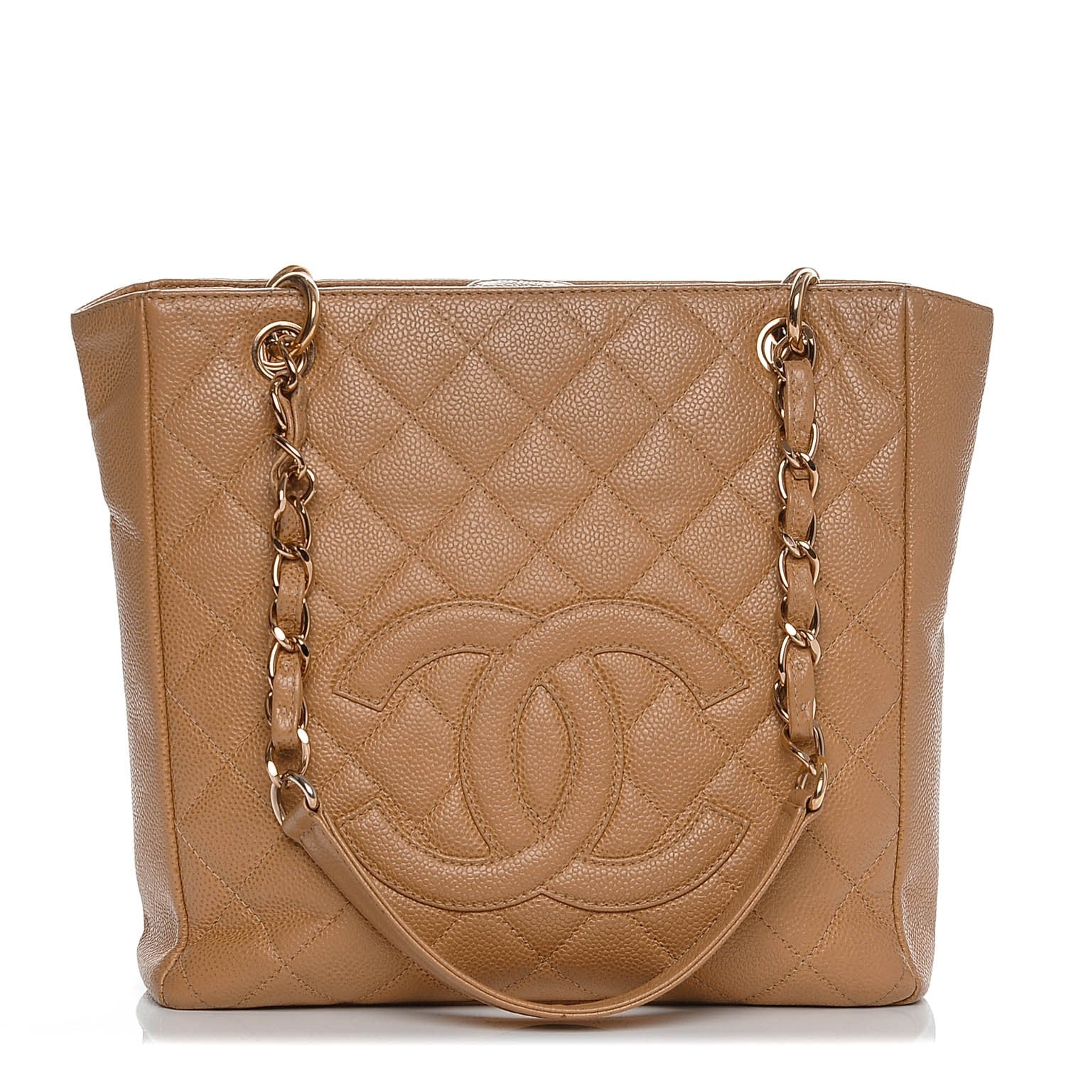 Chanel Caviar Quilted Petit Shopping Tote PST Dark Beige 1 of 8