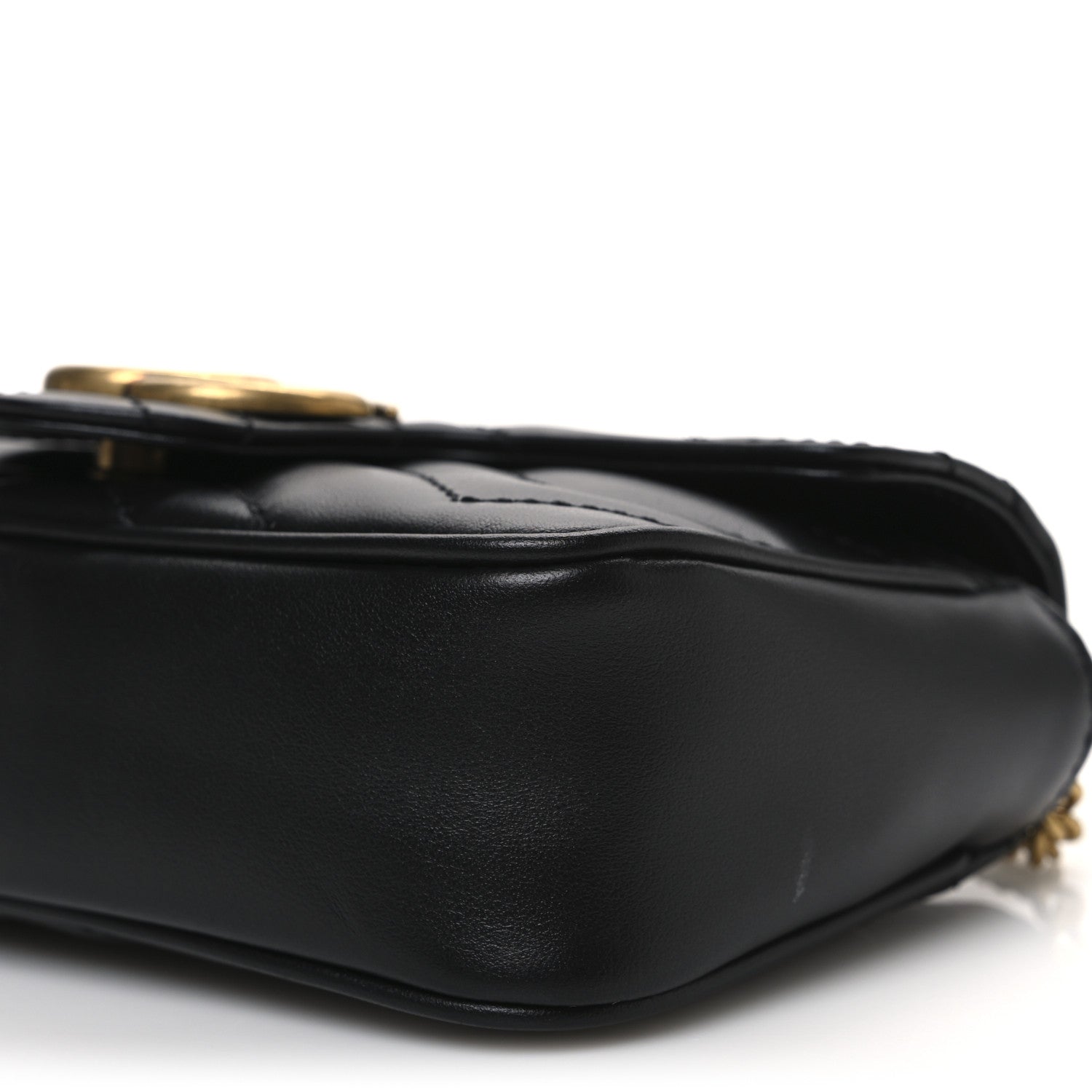 Gucci Calfskin Matelasse Super Mini GG Marmont Shoulder Bag Black 10 of 11