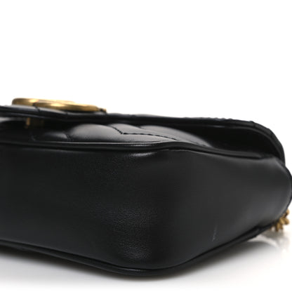 Gucci Calfskin Matelasse Super Mini GG Marmont Shoulder Bag Black 10 of 11