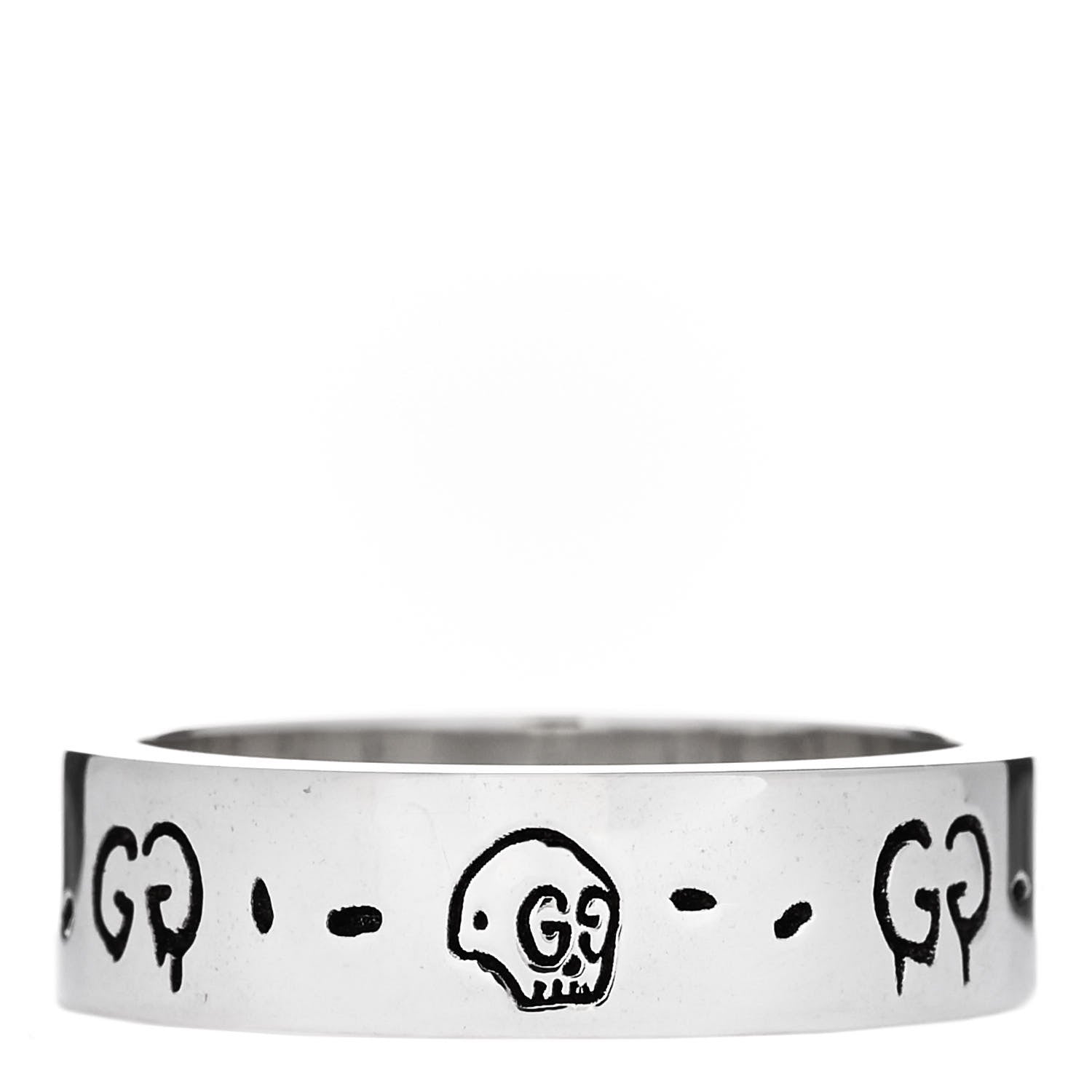 Gucci Sterling Silver GucciGhost Hamlet Skull Narrow Ring 60 9 1 of 6