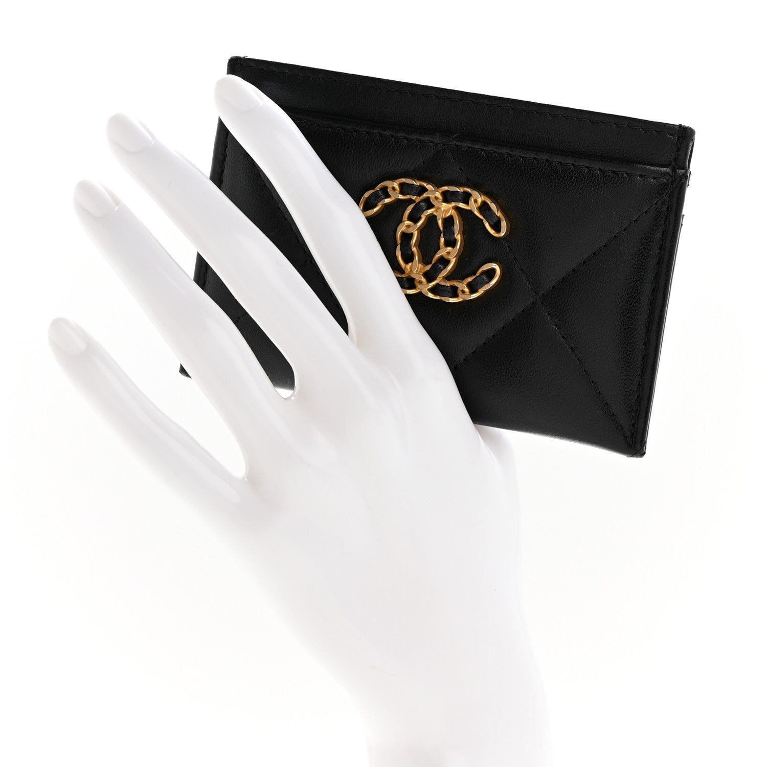 Chanel Lambskin Quilted Chanel 19 Card Holder Black 2 of 11