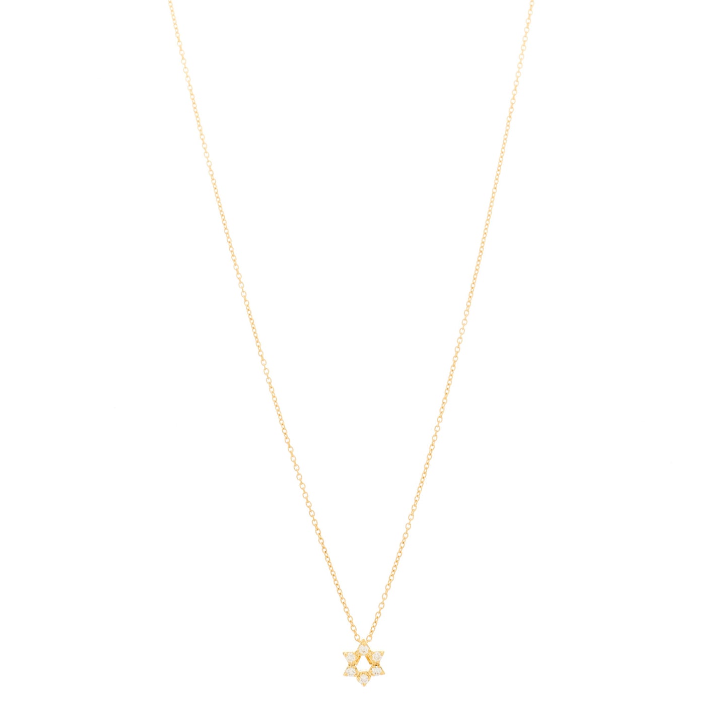 18K Yellow Gold Diamond Tiny Treasures Star of David Pendant Necklace