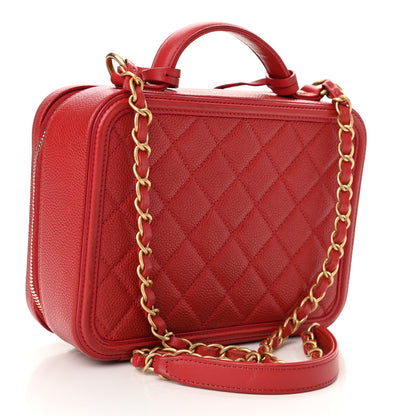 Chanel Caviar Quilted Medium CC Filigree Vanity Case Red 3 of 11