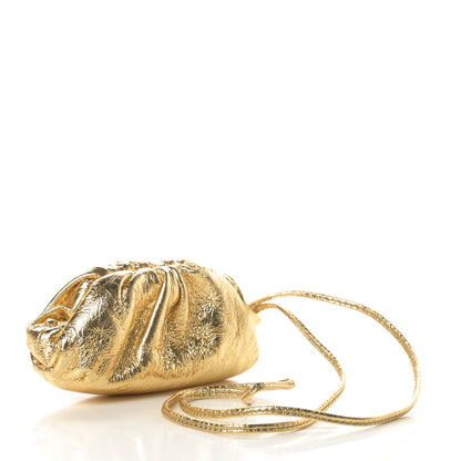 Bottega Veneta Metallic Crinkled Lambskin Coin Purse Oro 3 of 6