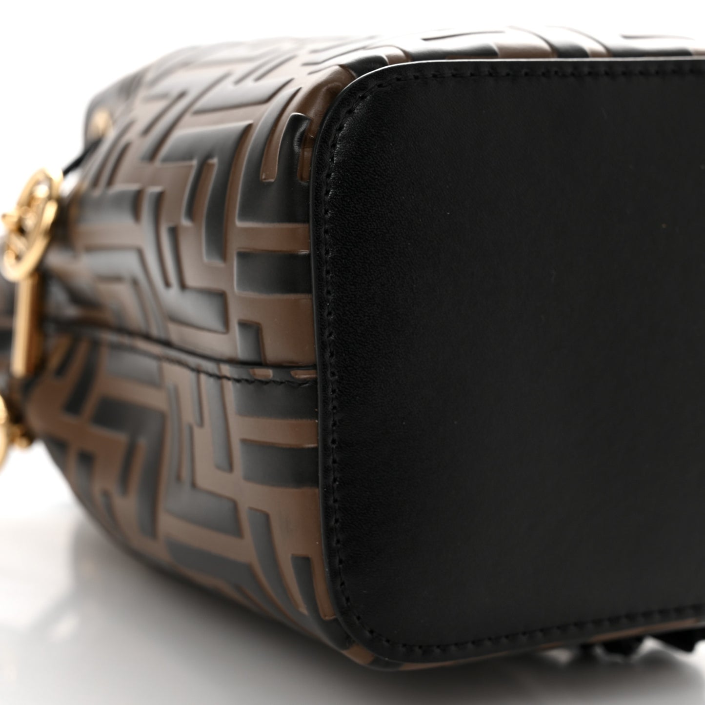 Vitello Liberty F is Fendi Bi-Color FF 1974 Embossed Mini Mon Tresor Bucket Bag Maya Black