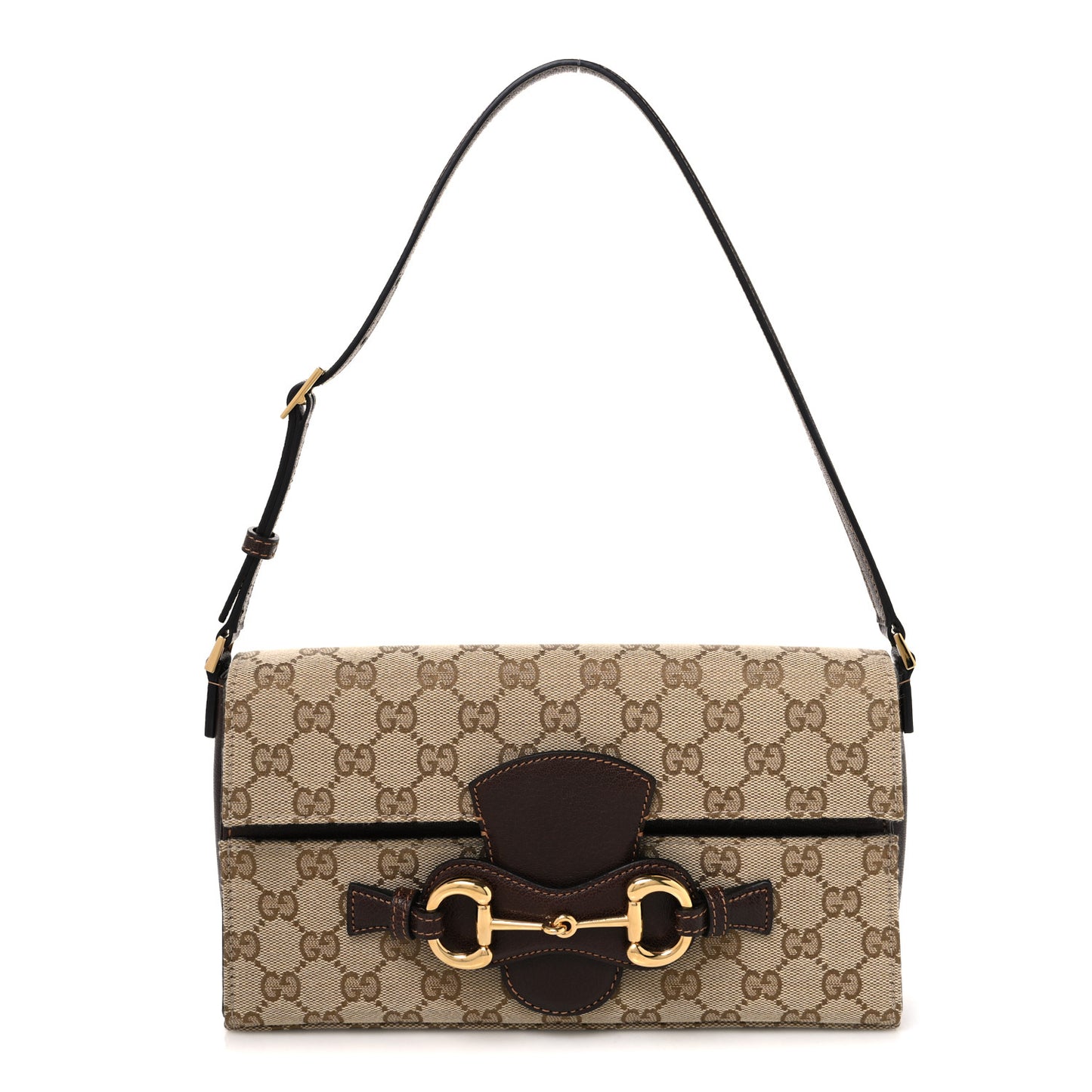 Monogram Medium Ristretto Horsebit Flap Shoulder Bag Sand Brown