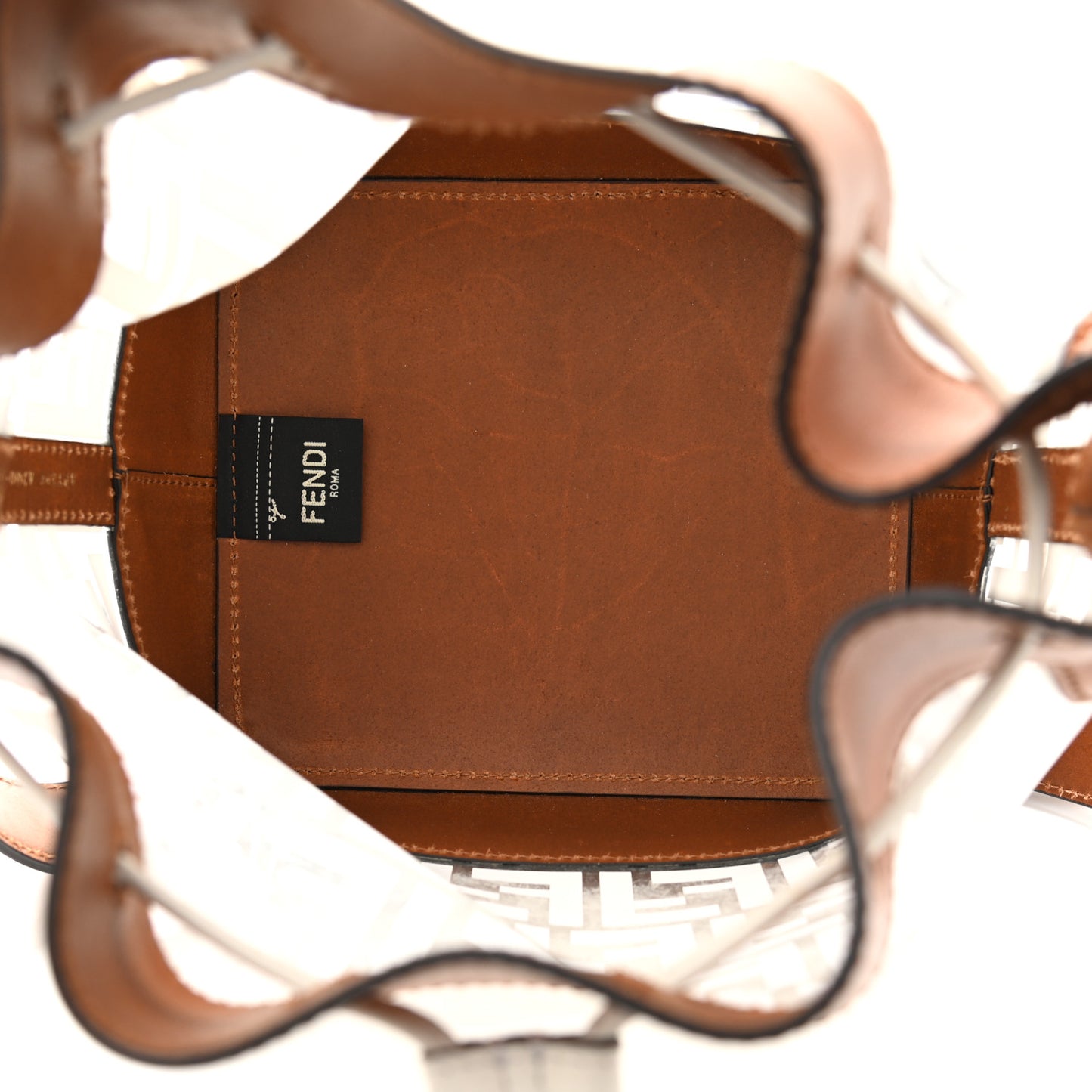 TPU FF Vitello Aura F is Fendi Grande Mon Tresor Bucket Bag White Cuoio