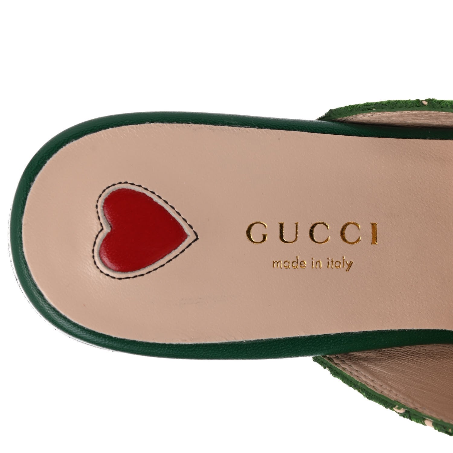 Gucci Lace Malaga Kid Womens Princetown Slippers 36.5 Green Grass Skin Rose 5 of 8