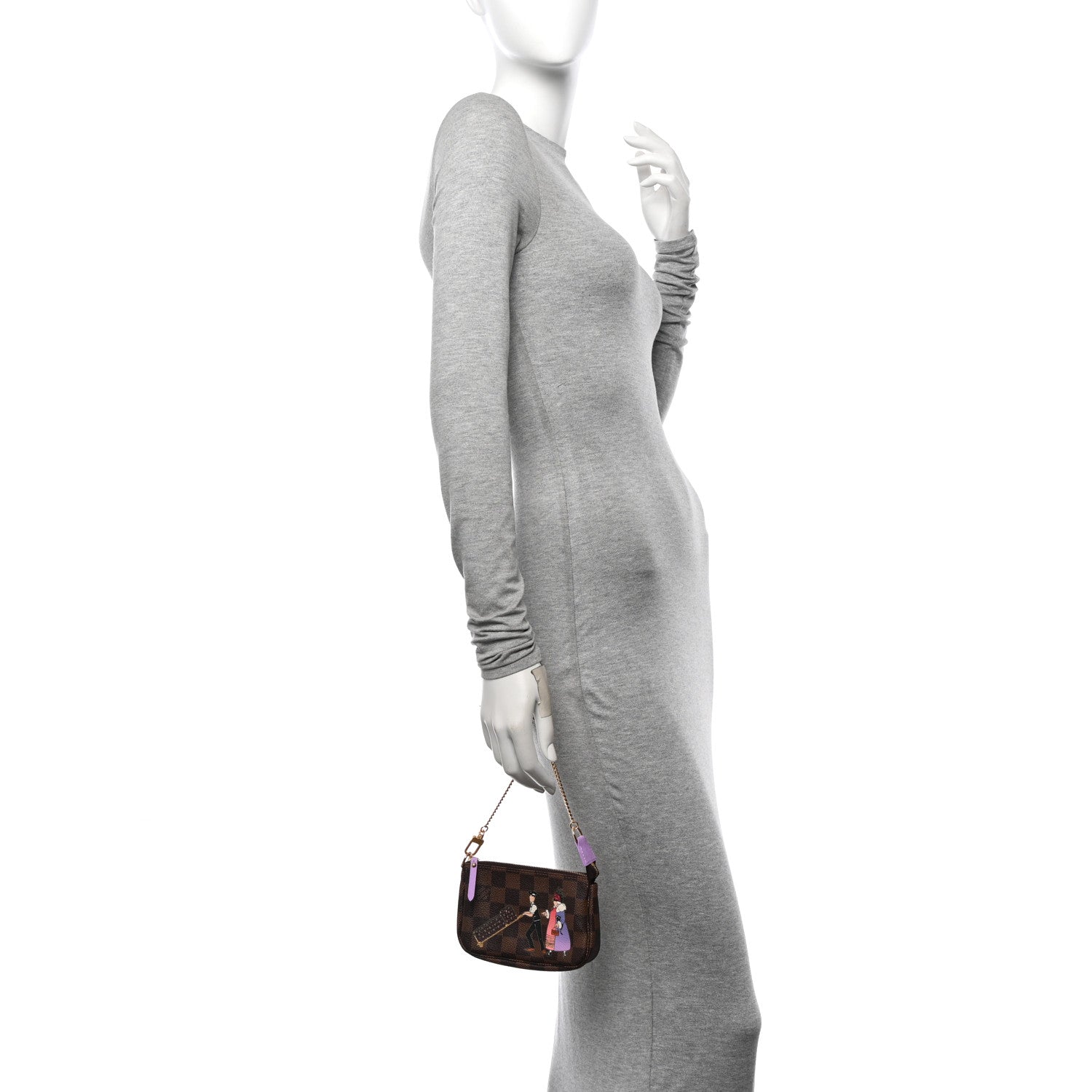 Louis Vuitton Damier Ebene Illustre Mini Pochette Accessories Violet 2 of 11