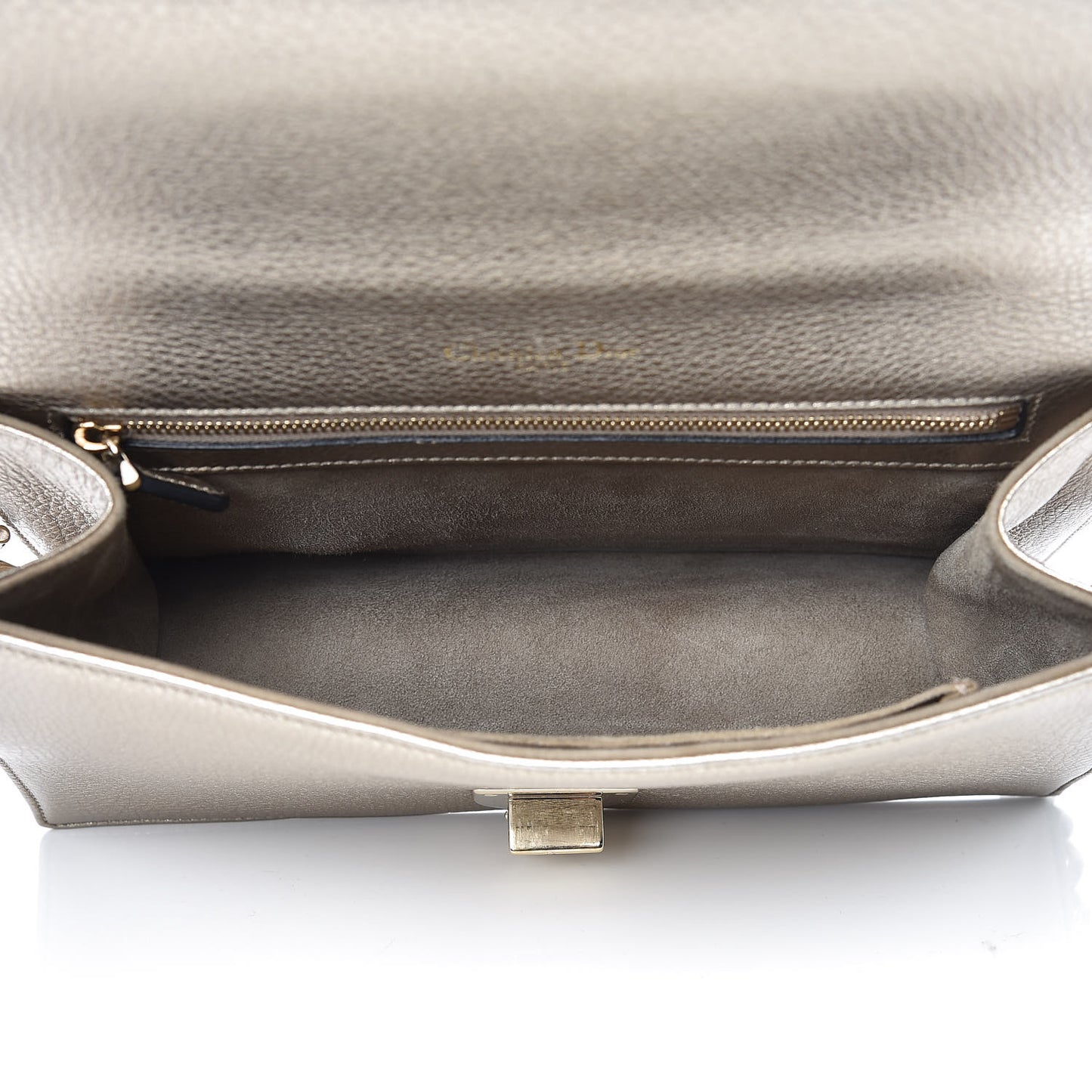 Metallic Grained Calfskin Medium Diorama Flap Bag Gold