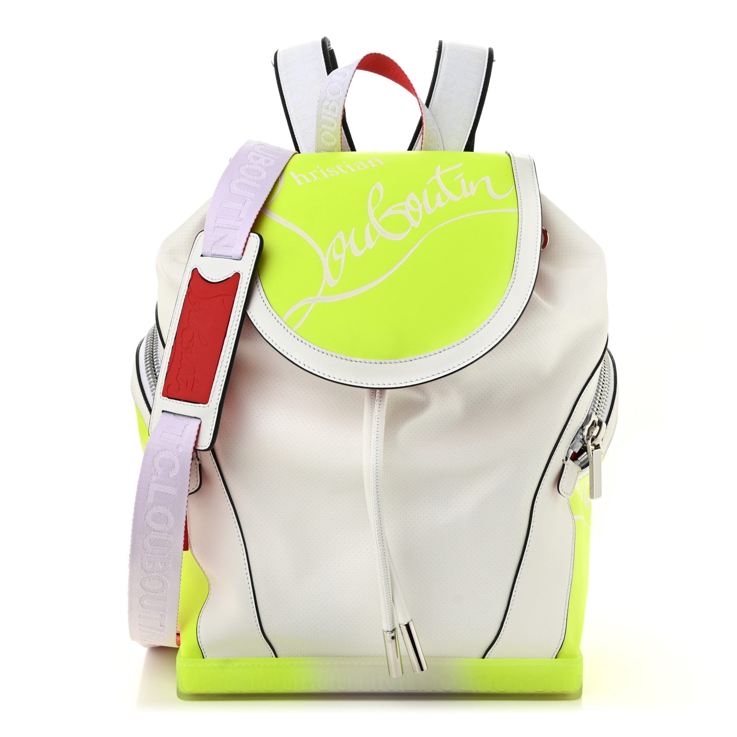 Christian Louboutin Calfskin Explorafunk Backpack Bianco Fluo Yellow 1 of 10