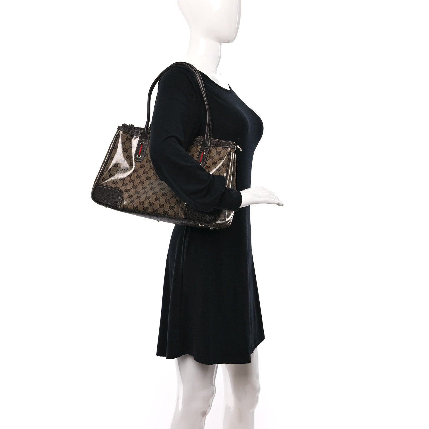 Gucci Crystal Monogram Medium Princy Tote Dark Brown 3 of 10