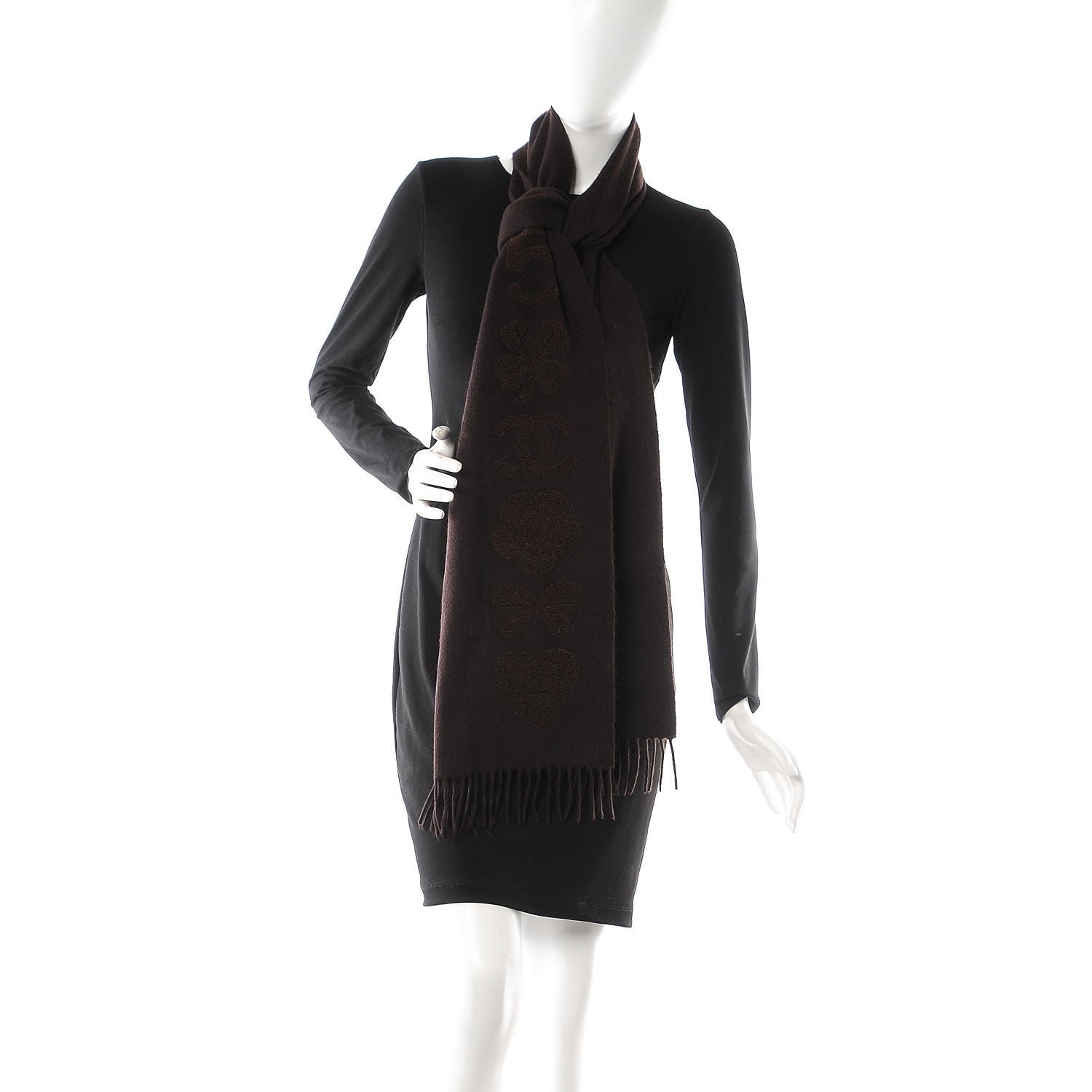 Chanel Cashmere CC Scarf Brown 2 of 6