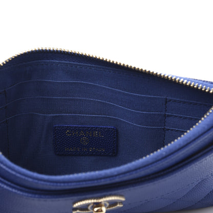 Chanel Caviar Quilted Mademoiselle Vintage Zip Pouch Blue 6 of 9