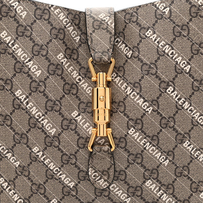 Gucci X BALENCIAGA GG Supreme Monogram Logo Print Medium Jackie 1961 Hobo Beige Ebony 9 of 11