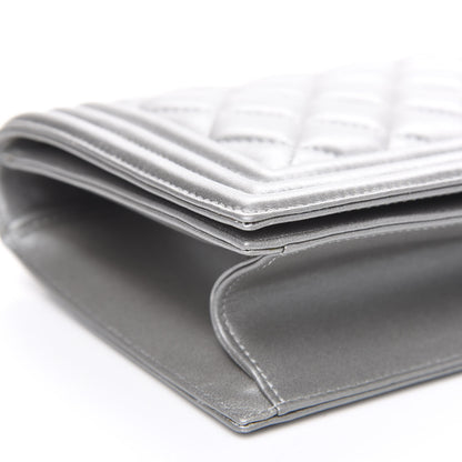Chanel Metallic Lambskin Quilted Boy Flap Clutch Silver 7 of 10