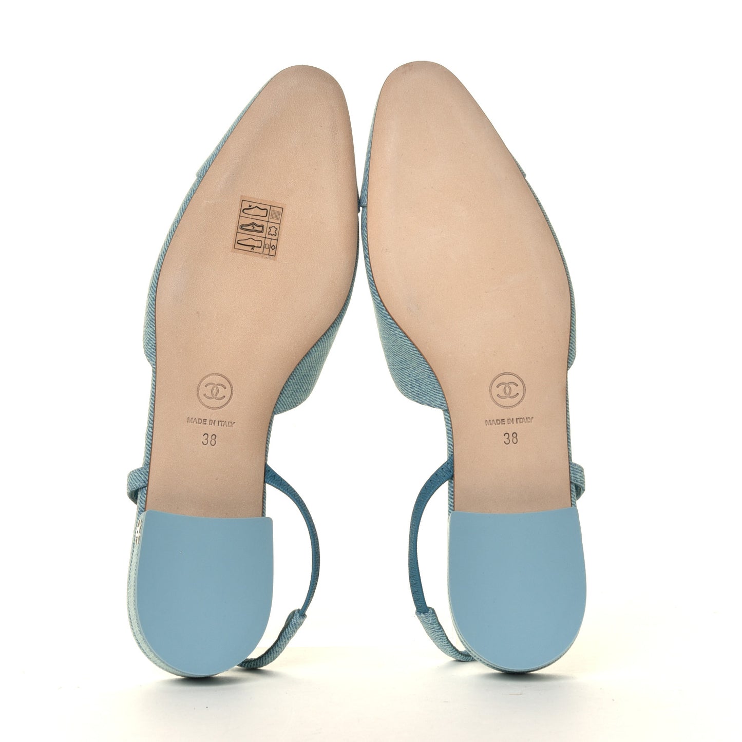 Denim Cap Toe CC Slingback Flats 38 Blue
