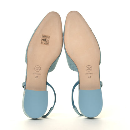 Chanel Denim Cap Toe CC Slingback Flats 38 Blue 12 of 12