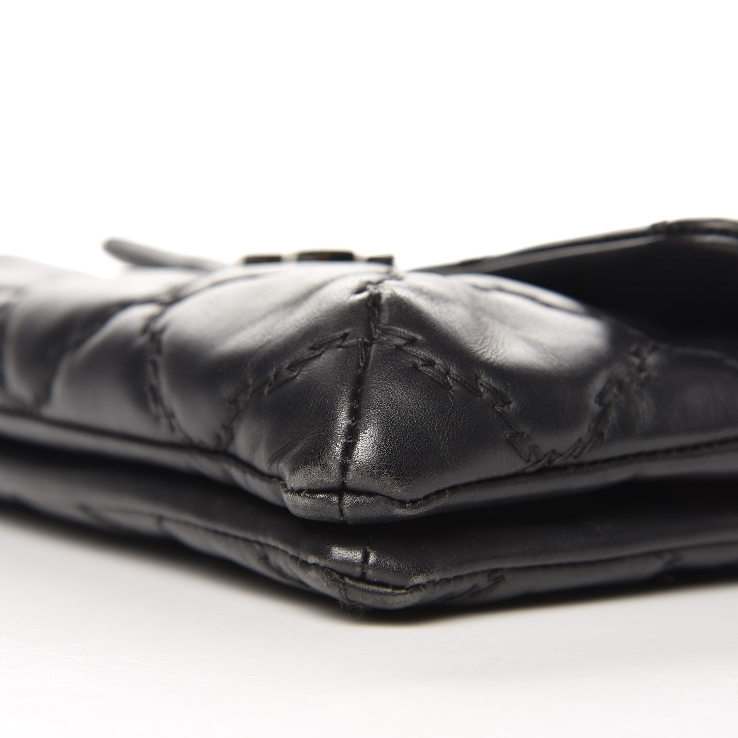 Chanel Calfskin Quilted Double Stitch Hamptons Clutch with Chain Black 9 of 11