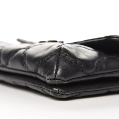 Chanel Calfskin Quilted Double Stitch Hamptons Clutch with Chain Black 9 of 11