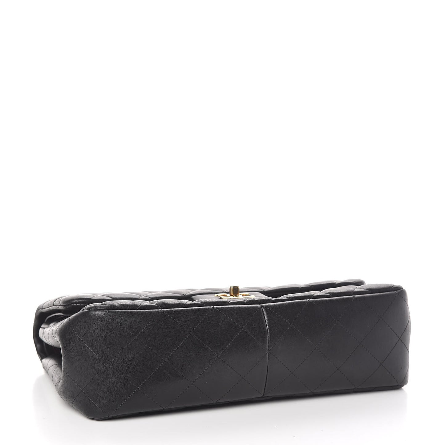 Lambskin Quilted Jumbo Double Flap Black