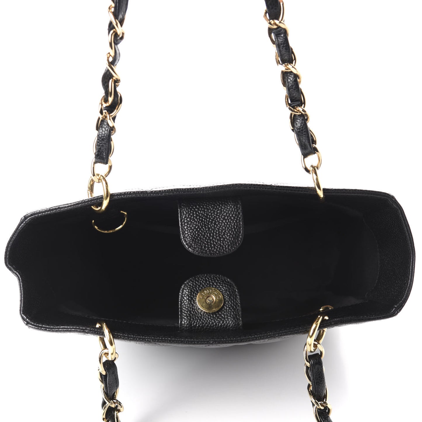 Caviar Quilted Petit Shopping Tote PST Black