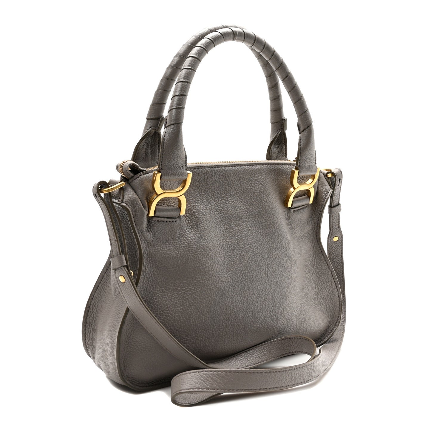 Calfskin Small Marcie Saddle Shoulder Bag Cashmere Grey