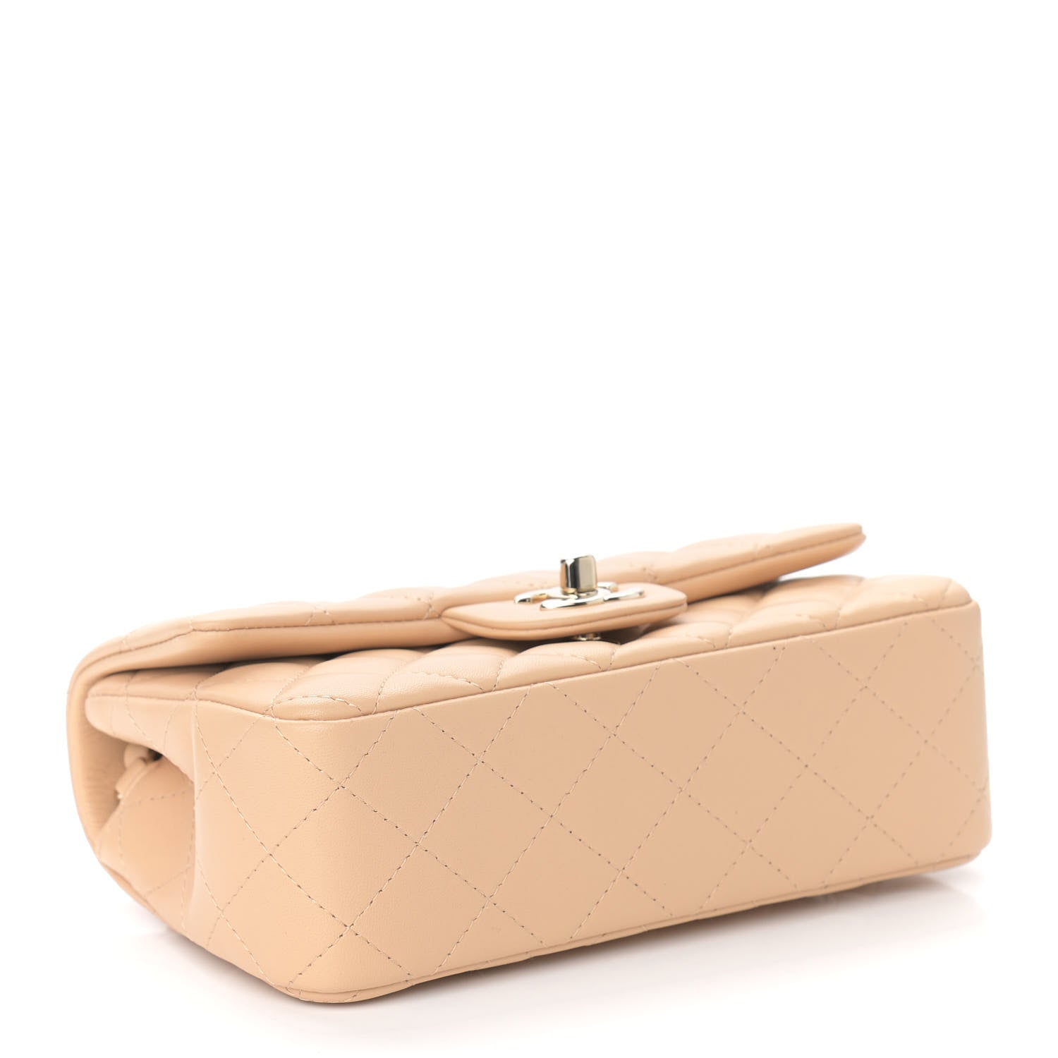 Chanel Lambskin Quilted Mini Rectangular Flap Beige 3 of 8