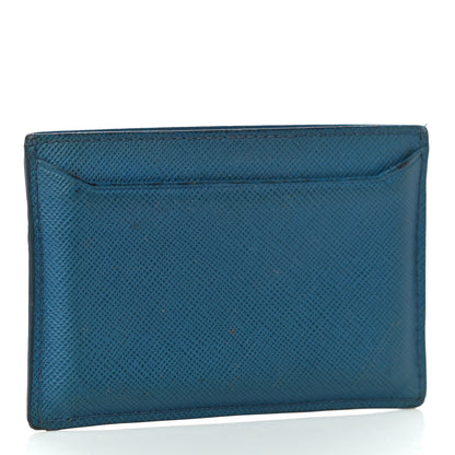 Prada Saffiano Vernice Metal Card Case Blue 3 of 10