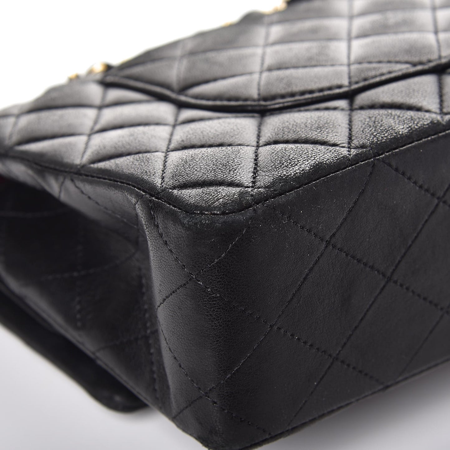 Lambskin Quilted Medium Double Flap Black