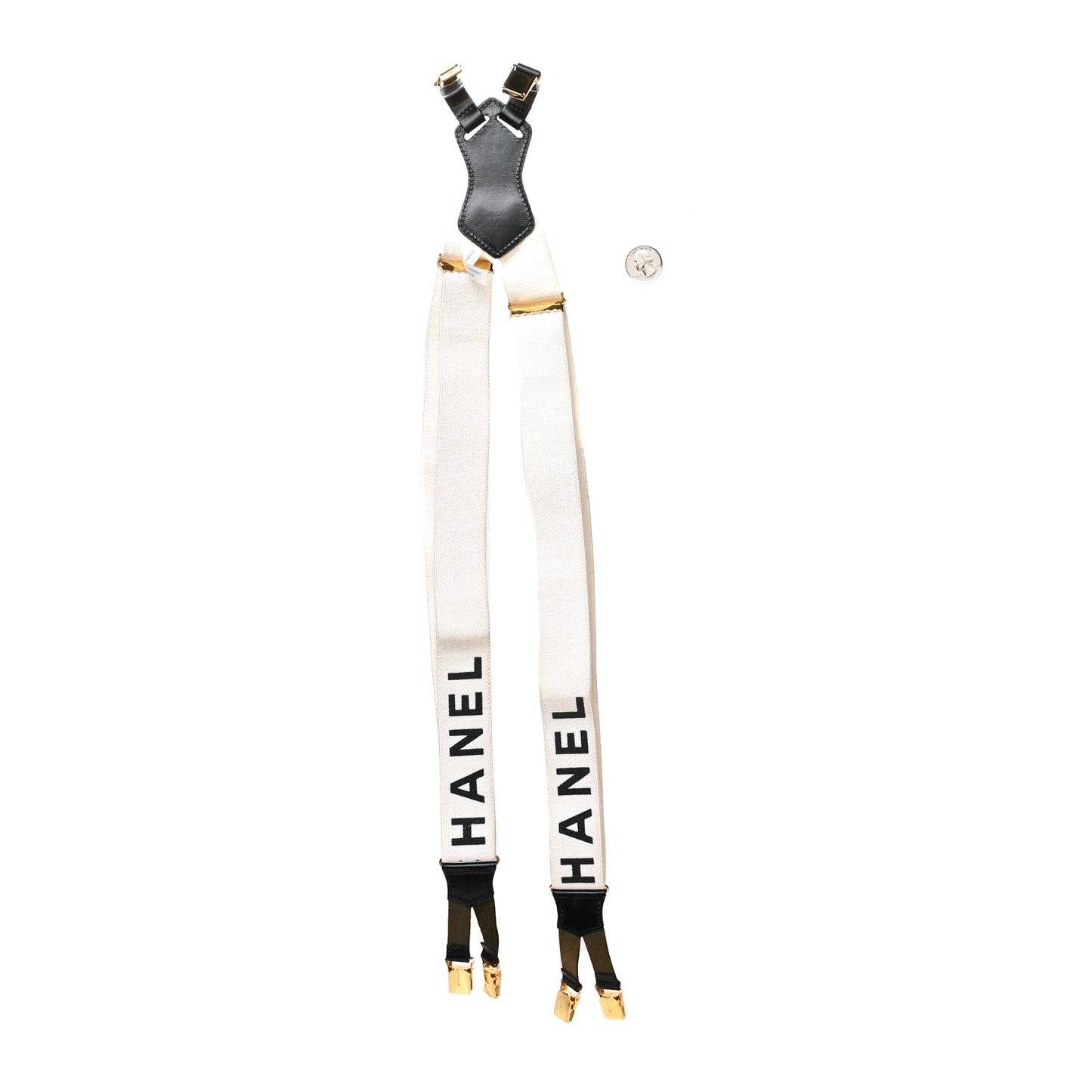 Elastic Logo Suspenders White Black