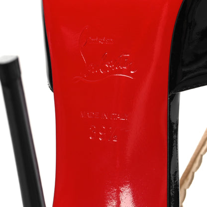 Christian Louboutin Patent Operissima Peep Toe Sandals Ankle Strap 39.5 Black White 7 of 9