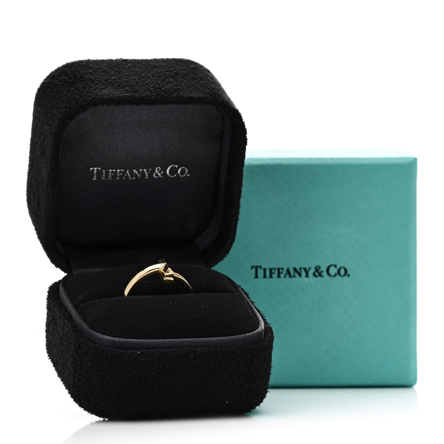 Tiffany 18K Yellow Gold Diamond 2.5mm T T1 Ring 48 4.5 5 of 5