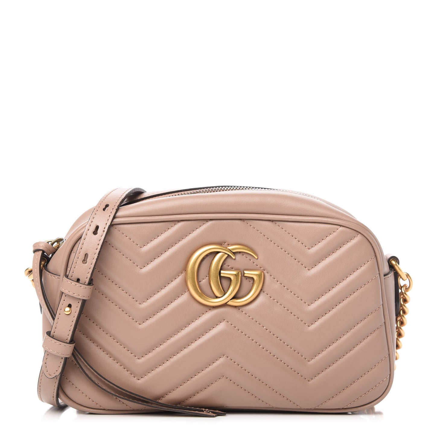 Calfskin Matelasse Small GG Marmont Chain Shoulder Bag Porcelain Rose