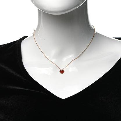 Van Cleef & Arpels 18K Rose Gold Carnelian Sweet Alhambra Heart Pendant Necklace 2 of 7
