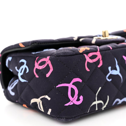 Chanel Printed Fabric Quilted Mini Rectangular Flap Black Pink Blue Yellow Orange 9 of 10