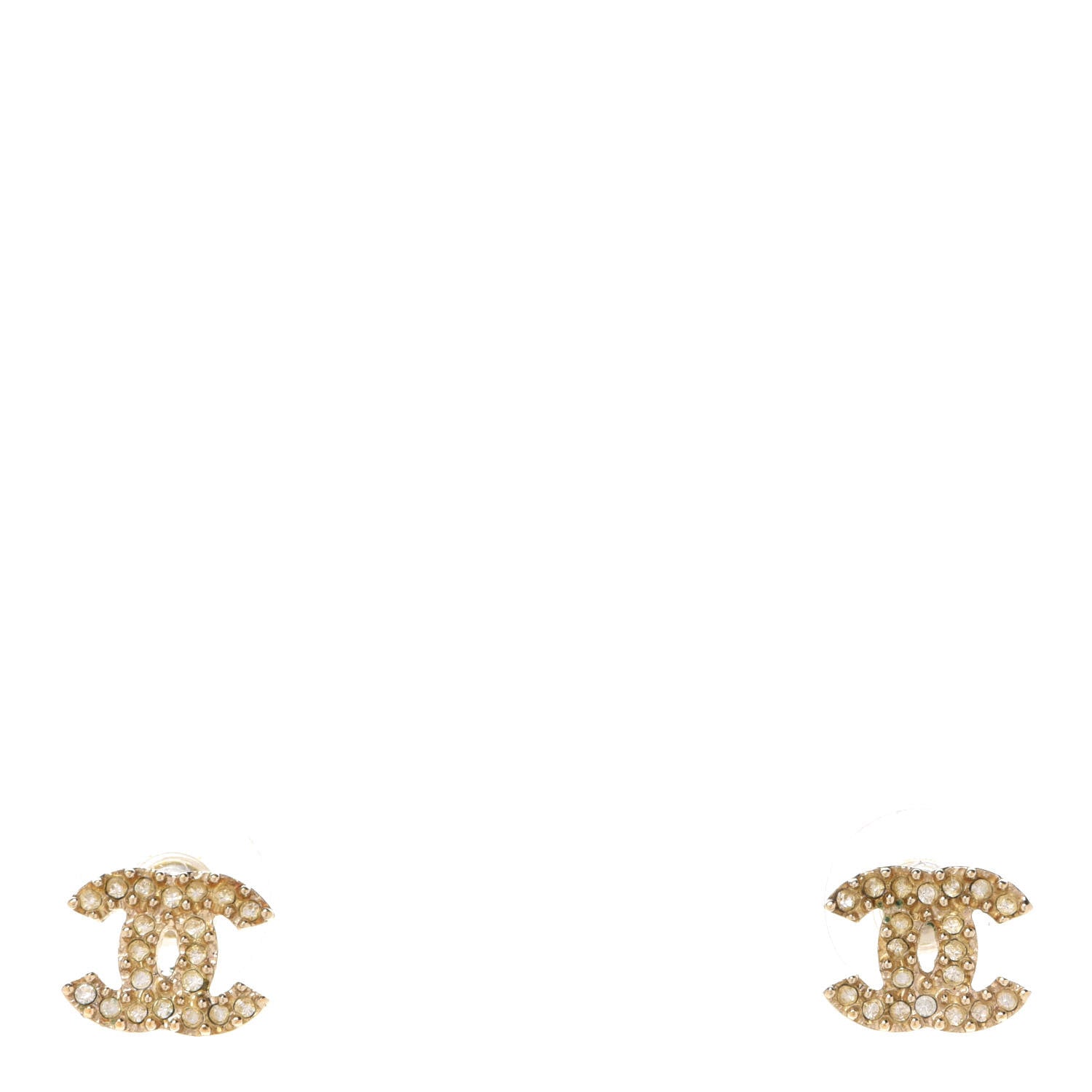 Chanel Crystal CC Earrings Gold 1 of 4