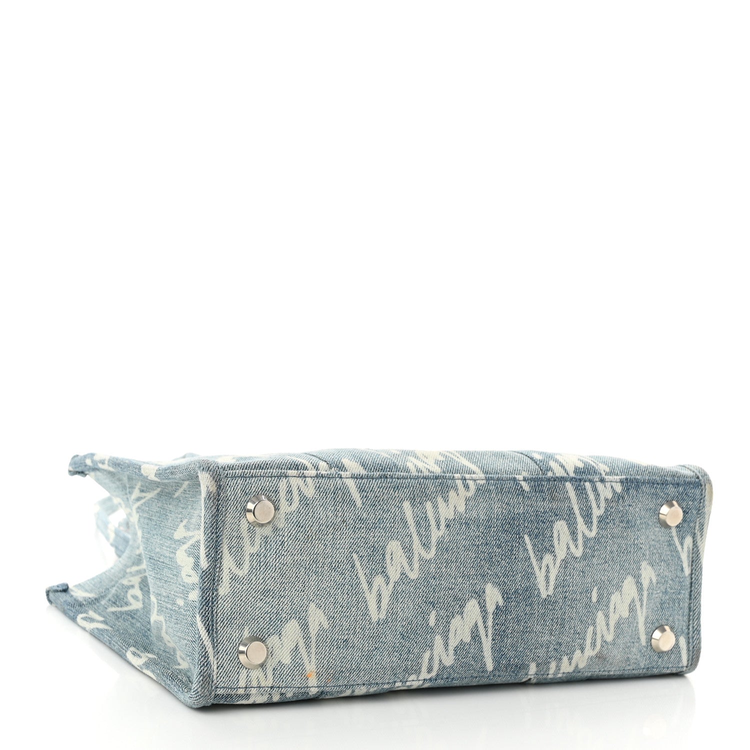 Balenciaga Denim Scribble Logo Small Hardware Tote Blue 4 of 9