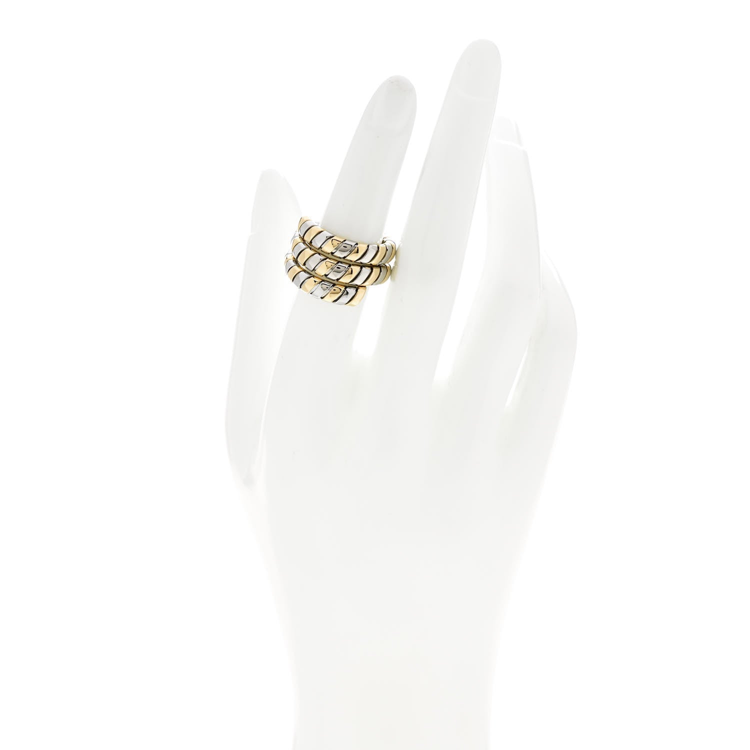Bulgari 18K Yellow Gold Stainless Steel Spiga Tubogas Ring 53 6.25 2 of 5